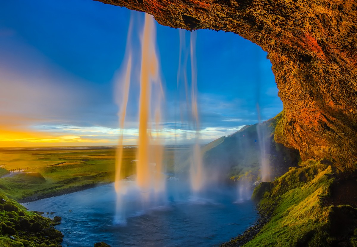 Iceland waterfall falls cascade pool stream water sunset 1209672 jpg d